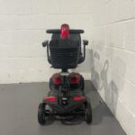 Dark Red and Black 4 Wheeled Scooter Front Profile Picture with Basket and Headlight Pride Apex Rapid