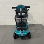 Turquoise and Black 4 Wheeled Scooter with Basket and Swivel Seat Front View Rascal Ultralite 480