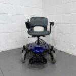 Photo of the Front of a Used, Blue and Black Careco Fenix Second-hand Powerchair. Careco Fenix Powerchair