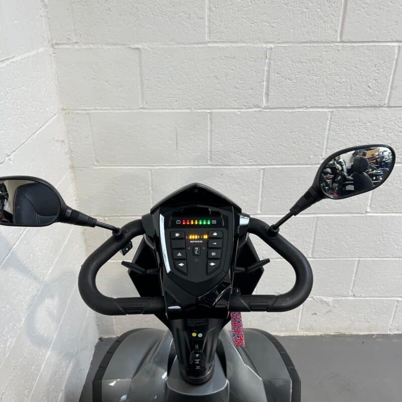 View of the Controls and Handlebars on a Grey, 8mph Road-legal Drive Cobra Mobility Scooter. Drive Cobra (grey)