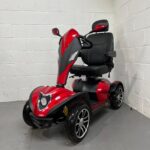 Three-quarter View of the Left Side and Front of a Red, 8mph Road-legal Drive Cobra Mobility Scooter. Drive Cobra (red)