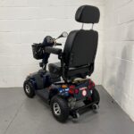 Three-quarter View of the Left Side and Rear of a Dark Blue Second-hand Freerider Kensington S Mobility Scooter. Freerider Kensington S