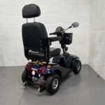 Three-quarter View of the Right Side and Rear of a Dark Blue Second-hand Freerider Kensington S Mobility Scooter. Freerider Kensington S