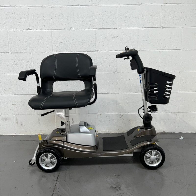 Photo of a Captains Seat Swiveled 90 Degrees on a Used Bronze and Black One Rehab Illusion Second-hand Mobility Scooter. One Rehab Illusion