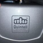 Close-up View of the Quintell (5-wheel Technology) Logo on the Rear of a Silver, 8mph Road-legal Second-hand Quingo Vitess 2 Mobility Scooter. Quingo Vitess 2 (only 2 Miles)