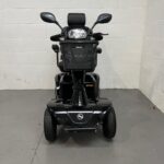 Photo of the Front of a Black Stirling S700 Second-hand Mobility Scooter. Sunrise Medical Sterling S700