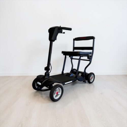 Photo showing a three-quarter view of the left of an teal, Monarch Air Second hand mobility scooter.