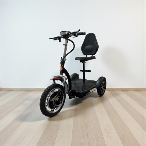 Photo showing a three-quarter view of the left of a black & red, Greenpower Lightest Second hand